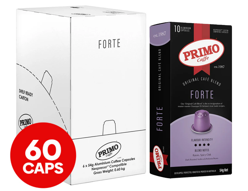 6 x 10pk Primo Forte Nespresso Compatible Coffee Capsules