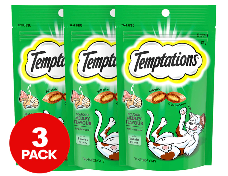 3 x Temptations Cat Treats Seafood Medley 85g