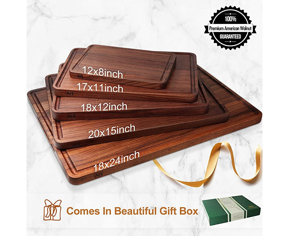 AZRHOM Small Walnut Wood Cutting Board for Kitchen Cheese