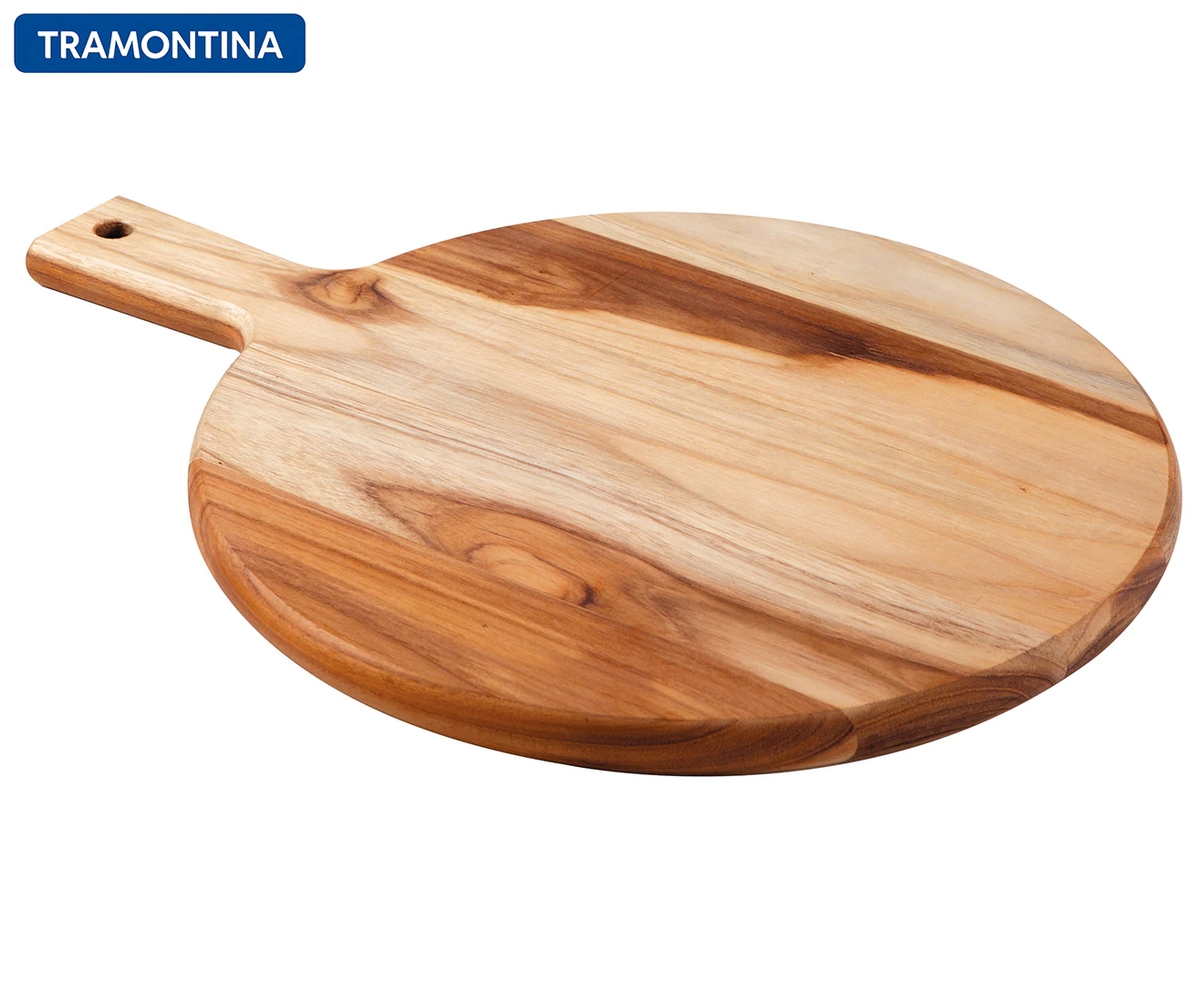 Tramontina 40x30cm Teak Wood Cutting/Chopping Board Round Serving w/ Handle