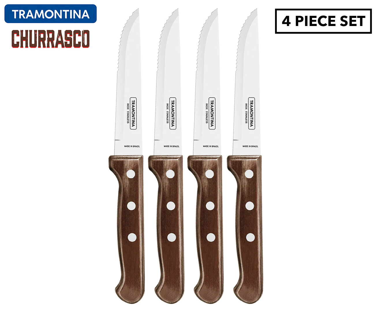 4pc Tramontina 23cm Stainless Steel Steak Knife Home/Kitchen Cutting Tool Set