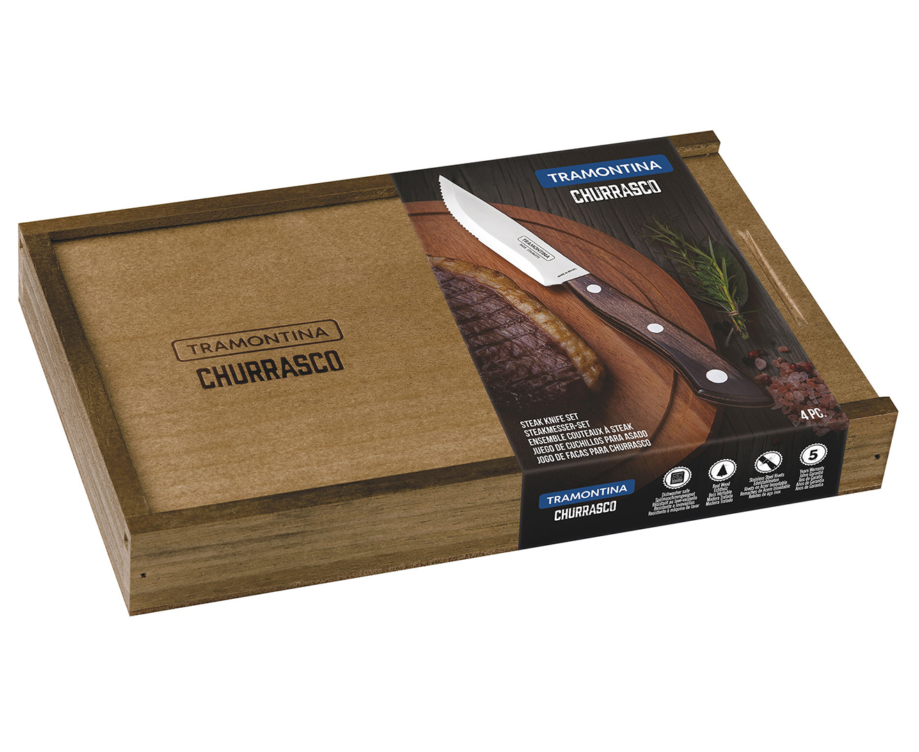 Tramontina Churrasco Premium Bueno steak knife set brown 4-piece