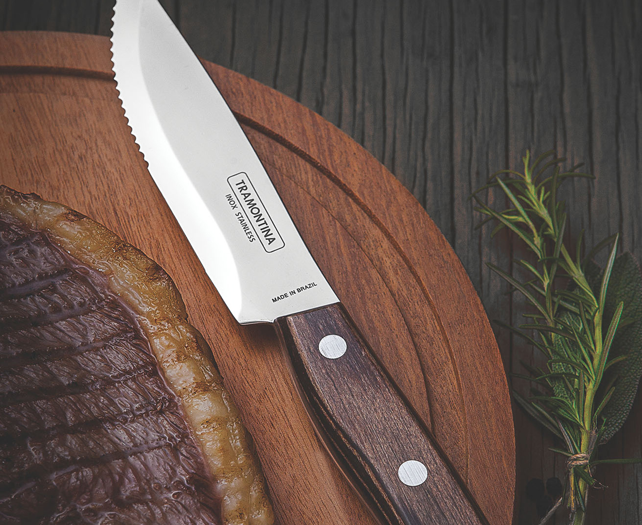 Tramontina Churrasco Premium Bueno steak knife set brown 4-piece