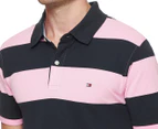 Tommy Hilfiger Men's Tommy Knit Rugby Stripe Polo - Fluro Pink