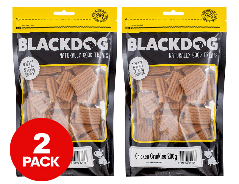 2 x Blackdog Chicken Crinkles Dog Treats 200g