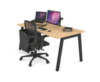 Quadro A Leg Office Desk - Black Leg [1800L x 800W with Cable Scallop] - maple, none