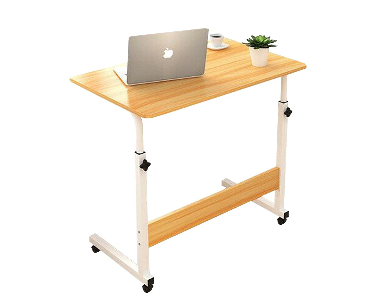 Laptop Table Stand Mobile Wooden Adjustable Height Desk Study Computer Bedside - Maple