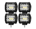 LIGHTFOX 4x 4inch CREE LED Light Bar Spot Flood 3Row Work Fog Lamps Reverse Offroad 4WD