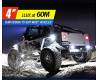 LIGHTFOX 4x 4inch CREE LED Light Bar Spot Flood 3Row Work Fog Lamps Reverse Offroad 4WD