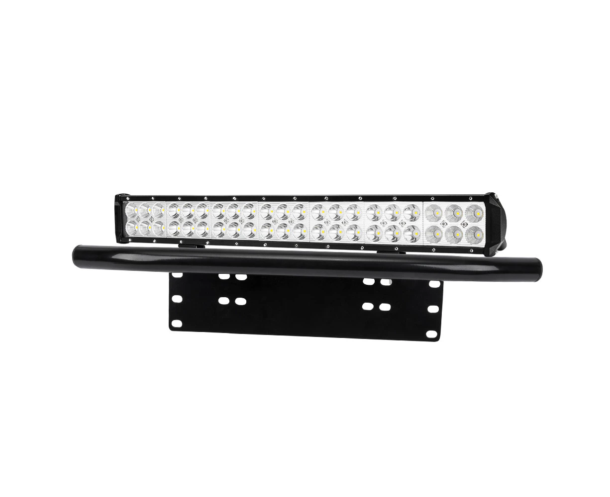 LIGHTFOX 20Inch LED Light Bar Spot Flood Work Driving Light + 23'' Number Plate Frame