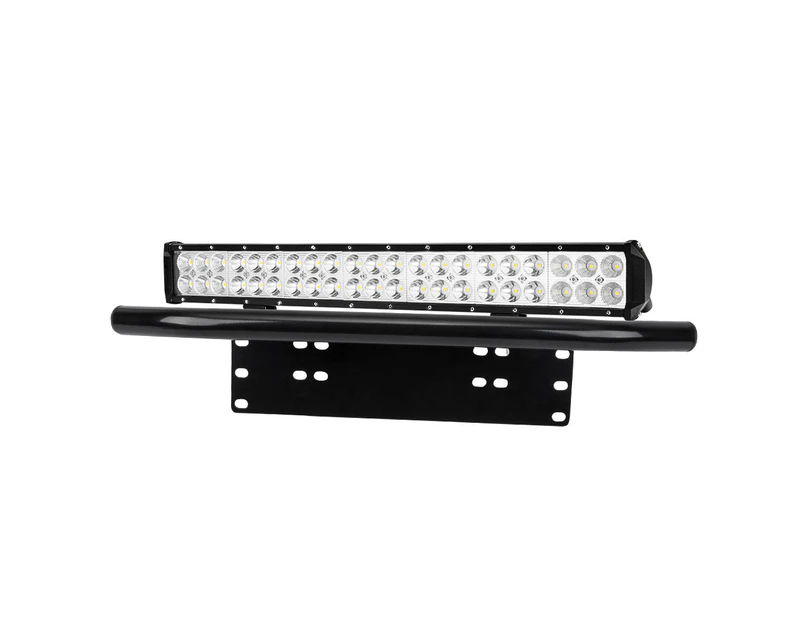 LIGHTFOX 20Inch LED Light Bar Spot Flood Work Driving Light + 23'' Number Plate Frame