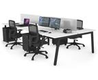 Quadro 4 Person Office Workstations - Black Leg [1800L x 800W with Cable Scallop] - white, white perspex (400H x 1500W)