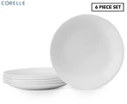 Set of 6 Corelle 21.6cm Livingware Lunch Plates - Vitrelle - Winter Frost White