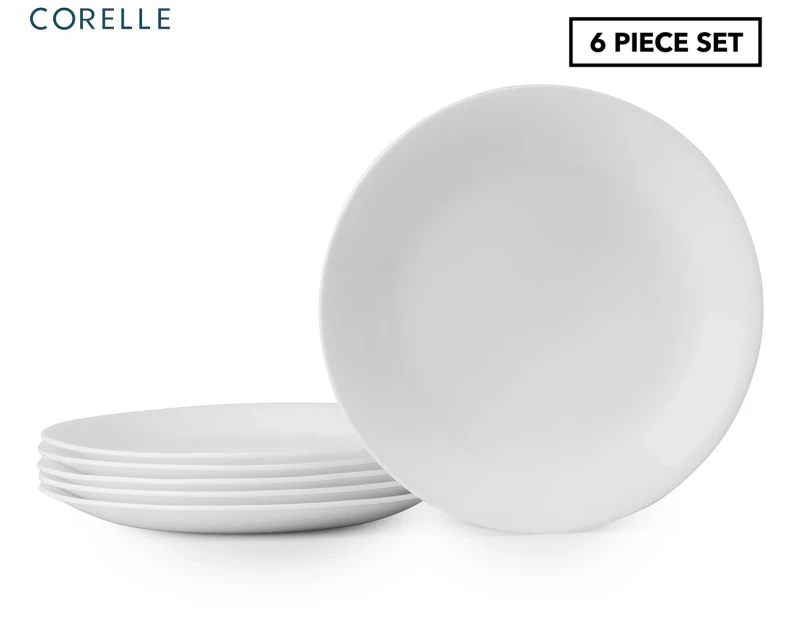 Set of 6 Corelle 21.6cm Livingware Lunch Plates - Vitrelle - Winter Frost White