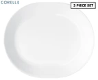 Set of 3 Corelle 32x26cm Livingware Dinner Platters - Vitrelle - Winter Frost White