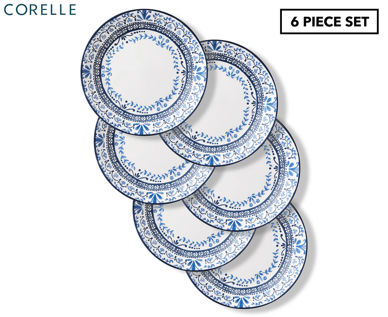 Set of 6 Corelle 26cm Signature Vitrelle Dinner Plates - Portofino