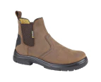 Grafters Mens Super Wide EEEE Fitting Pull On Safety Dealer Boots (Dark Brown) - DF1321