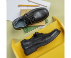 Kids Grad Gro Shu Lace-Up Leather School Shoes - Black