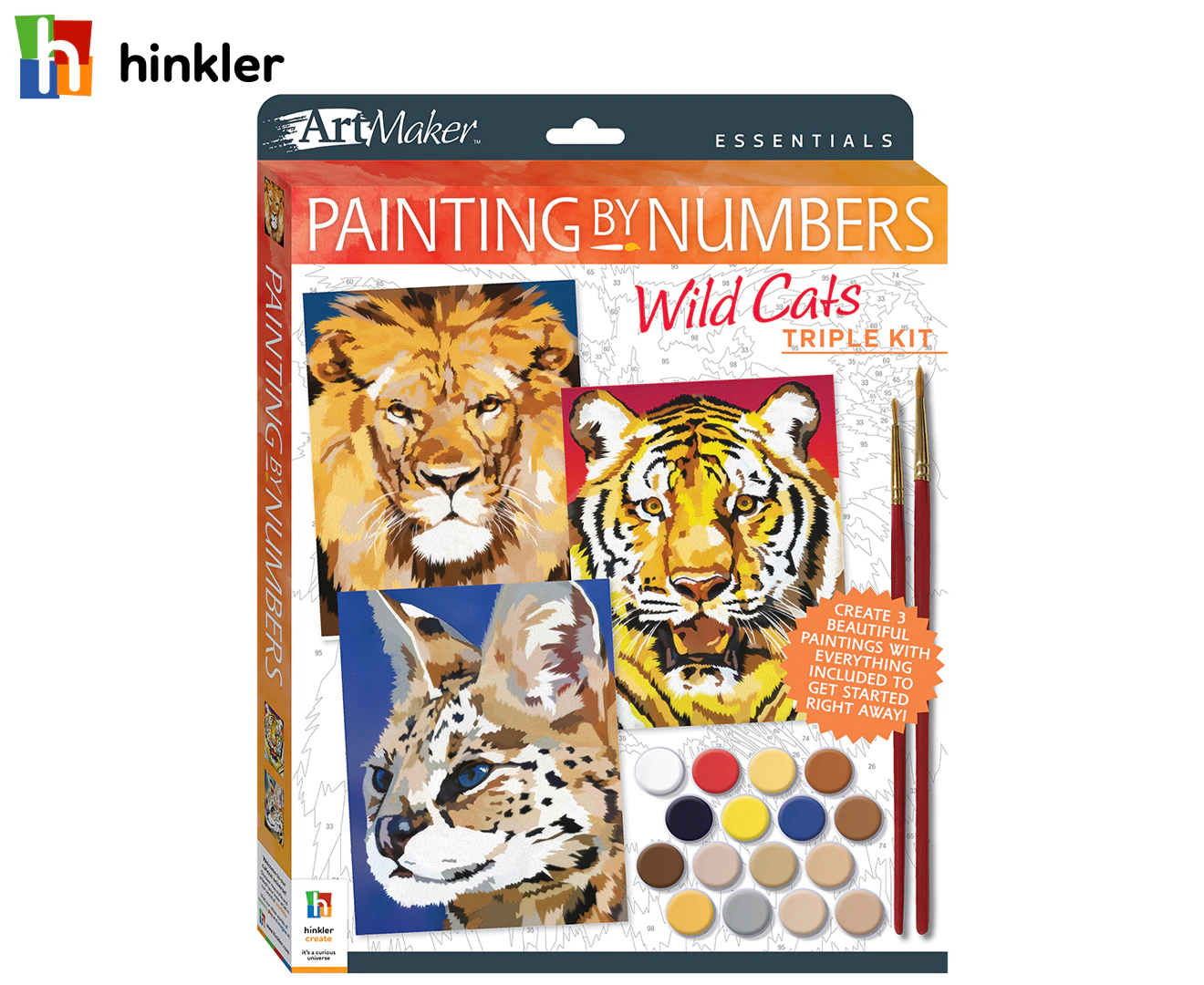 Art Maker Essentials: Painting by Numbers Wild Cats Art/Craft Kit Kids 12y+