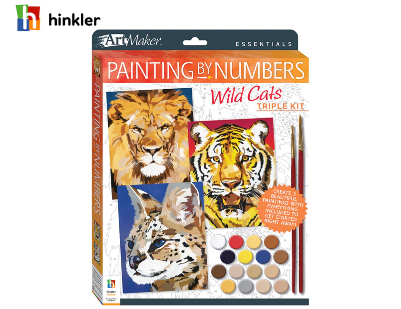 Hinkler Art Maker Essentials Painting By Numbers Kit: Wild Cats