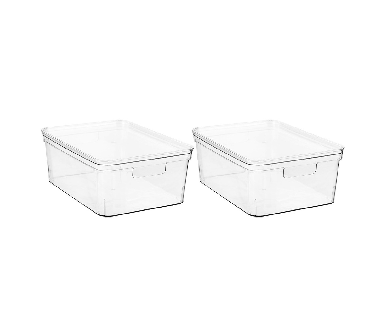 boxsweden Crystal Storage Container with Lid, Medium, 36 x 27 x 14 cm Size