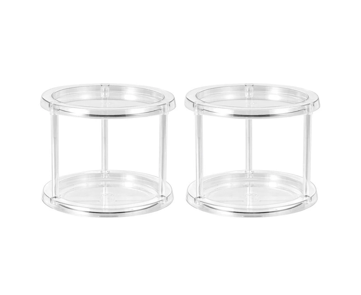 2x Boxsweden Crystal 2-Tier 24.5cm Swivel Turntable Organiser/Storage Rack CLR