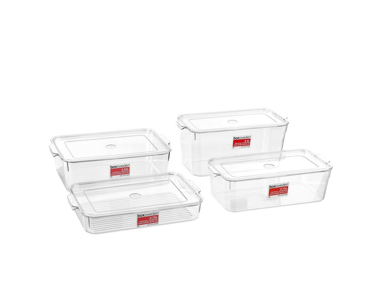 3PK Boxsweden Crystal 4L/21cm Pantry Storage Container - Clear