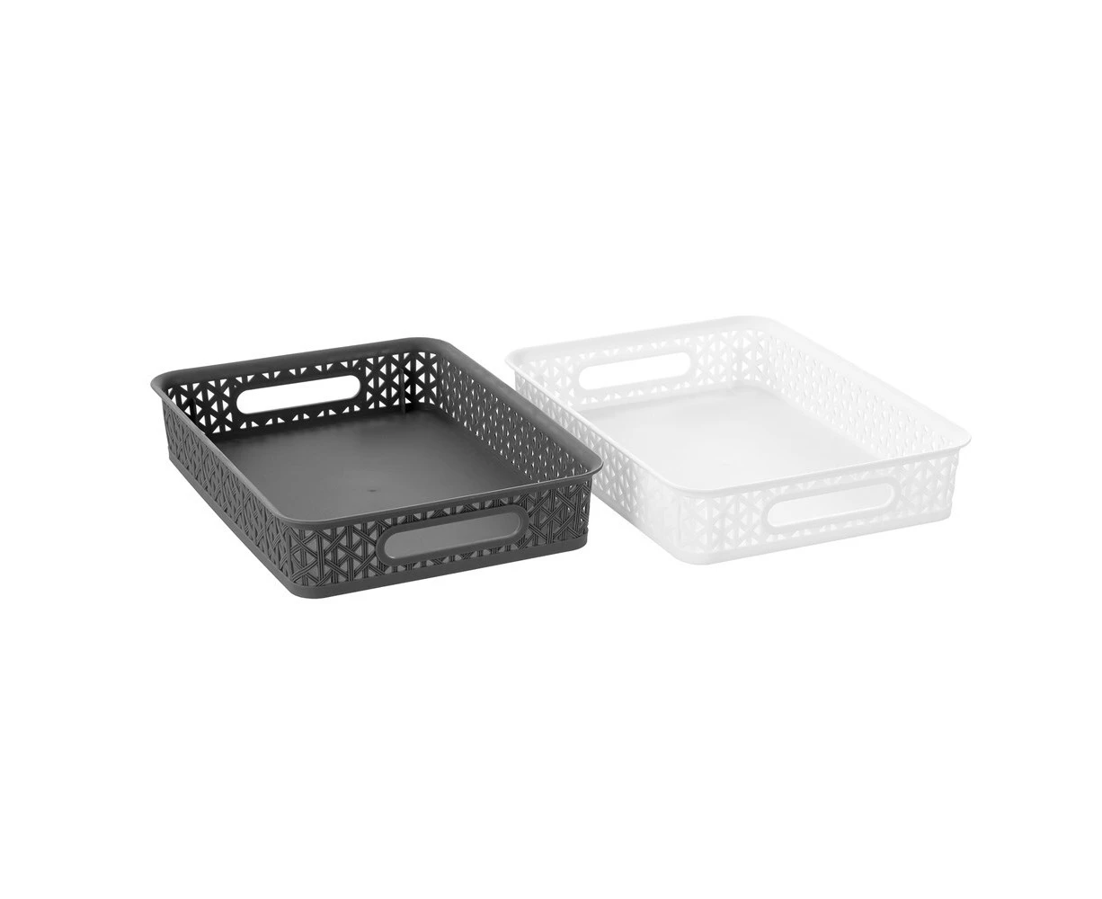 2PK Boxsweden 34.5x26cm Exo Organiser Basket Rectangular Storage Tray Assort