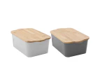 2x Boxsweden 28cm/3.3L Reno Storage Container Box Organiser w/ Bamboo Lid Asst