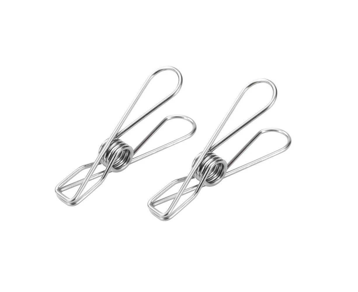 6x 20PK Boxsweden 6cm Stainless Steel Hanging Pegs Laundry Clothes Clips Silver