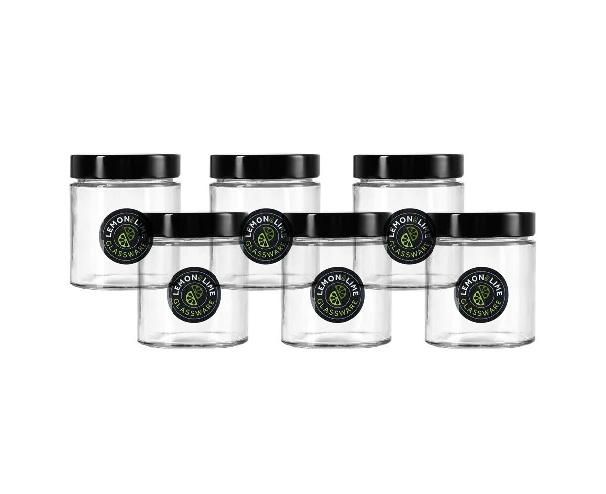 6x Lemon & Lime Soho 470ml Glass Preserve Jar Container Storage w/ Black Lid CLR