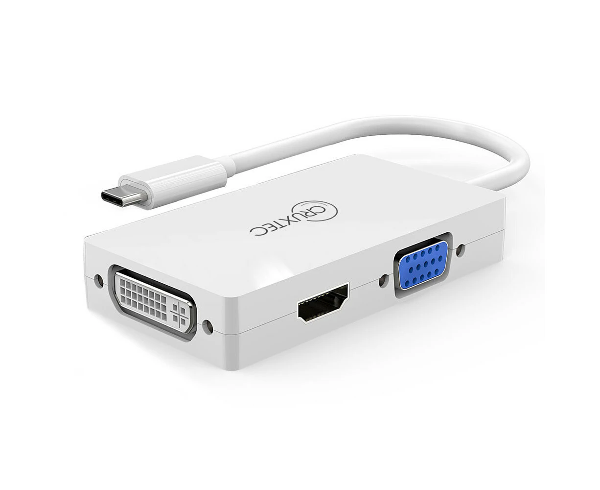 Cruxtec 4.7mm USB-C Male To HDMI/DVI/VGA 15cm Cable Adapter w/ MST 1080P/60Hz