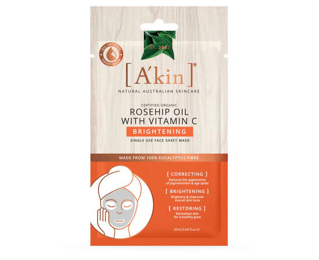 A'kin Rosehip Oil with Vitamin C Brightening Face Mask 1 pack