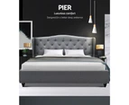 Artiss Bed Frame Double Queen King Size Base Platform With French Provincial Headboard Grey Fabric Pier Collection