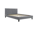 Artiss Bed Frame Single Double Queen Size Base Platform With Tufted Headboard Grey Fabric Vanke Collection