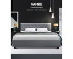 Artiss Bed Frame Single Double Queen Size Base Platform With Tufted Headboard Grey Fabric Vanke Collection