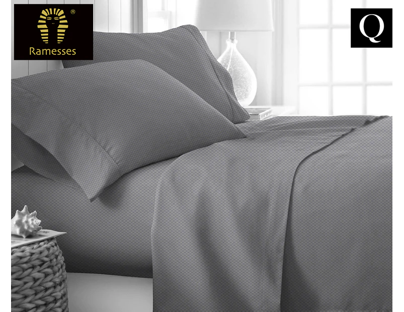 Ramesses 2000TC Bamboo Embossed Queen Bed Sheet Set - Charcoal