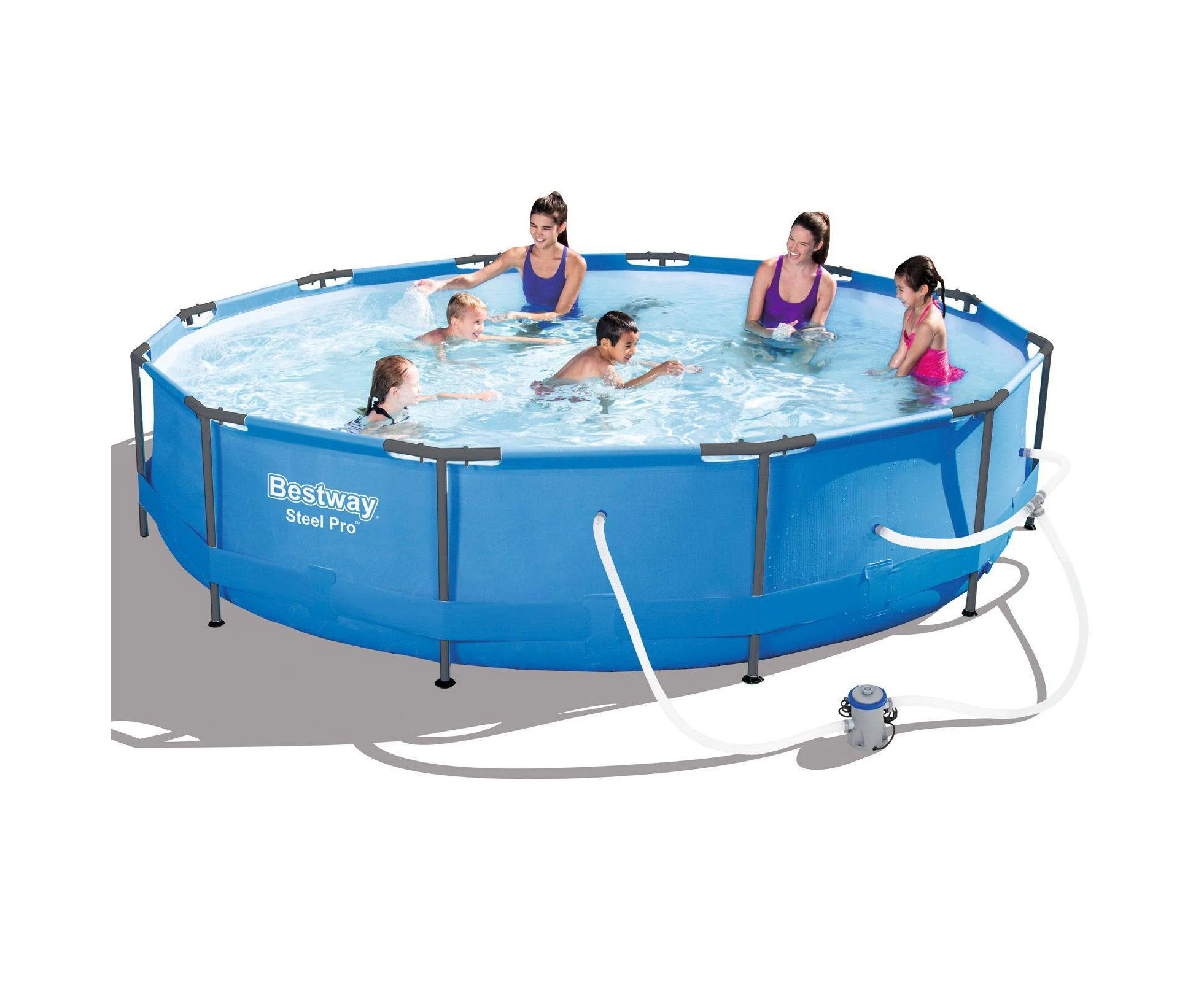 Bestway Swimming Pool 366x76cm Steel Frame Round Above Ground Pools w/ Filter Pump 6473L