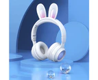 Cute Foldable RGB Luminous Wireless Bluetooth Headset With Microphone-White