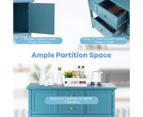 Giantex Wood Console Table Kitchen Buffet Sideboard w/2 Drawers & 2 Cabinets & Open Shelf Sofa Table Blue