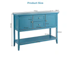 Giantex Wood Console Table Kitchen Buffet Sideboard w/2 Drawers & 2 Cabinets & Open Shelf Sofa Table Blue