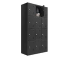 12 Doors Steel Locker Gym Office School Home Stationary Storage Cabinet Black