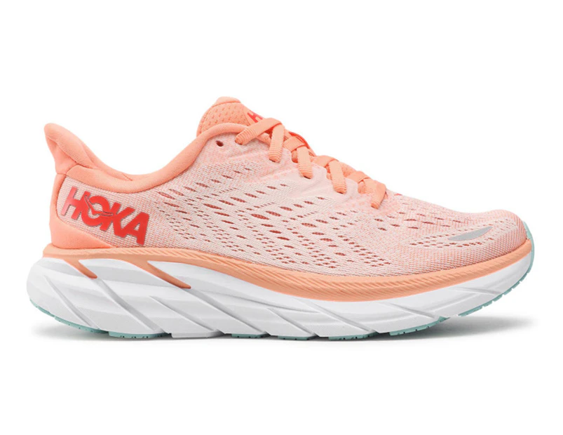 Hoka One One Women's Clifton 8 Running Shoes - Cantaloupe/Silver/Peony