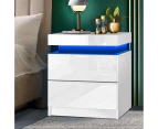 Oikiture Bedside Table 2 Drawers RGB LED Nightstand Cabinet Side Table Furniture