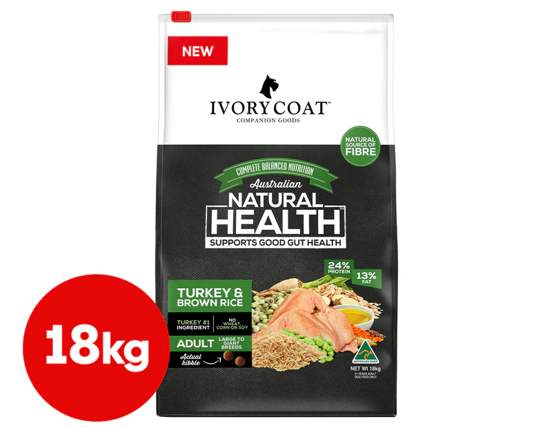 Ivory Coat Large Breed Adult Dry Dog Food Turkey & Brown Rice 18kg