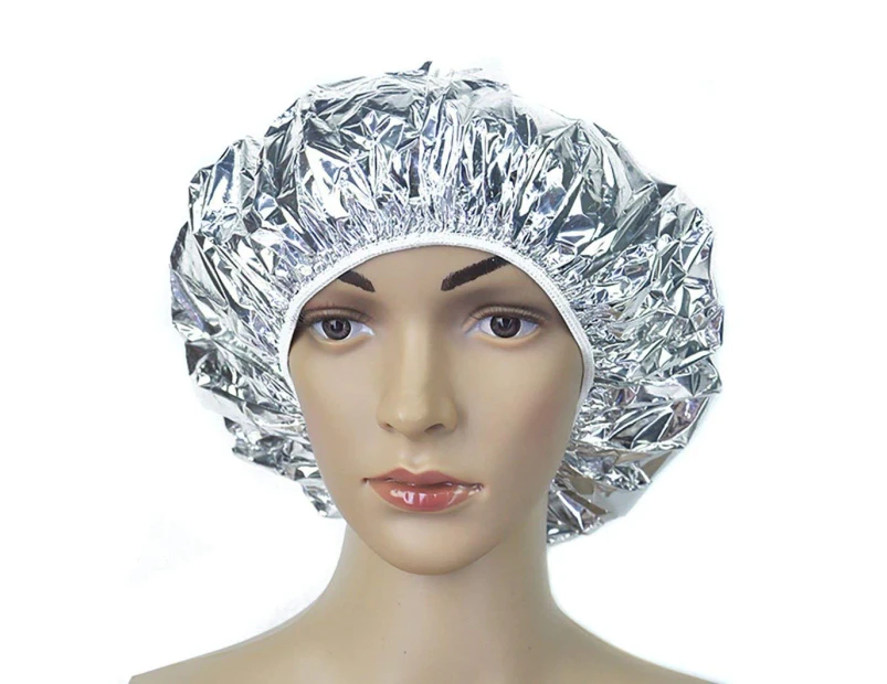 (Silver) - 4PCS Salon Aluminium Foil Baking Oil Hair Cap Portable Nourishing Dry Disposable Shower Cap Waterproof Ultra-thin Bath Hat Hoods Bathroom Produc