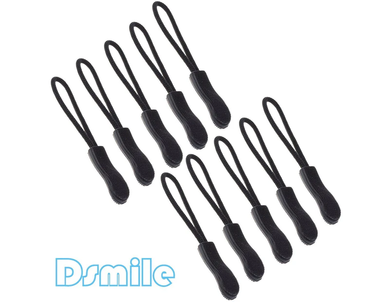 10pcs) - Dsmile Pack Of 10pcs Black Colour Zipper Pulls Fits