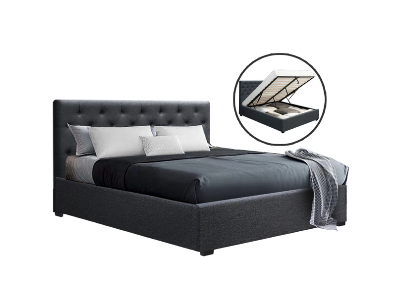 Artiss Bed Frame Double Size Gas Lift Charcoal VILA