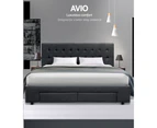 Artiss Bed Frame Double Queen King Size Base With 4 Storage Drawers Charcoal Fabric Avio Collection