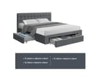 Artiss Bed Frame Double Queen King Size Base With 4 Storage Drawers Grey Fabric Avio Collection 3